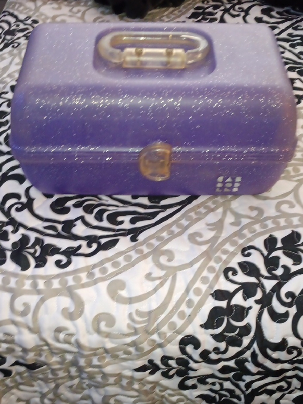 Caboodles Sparkle Purple Makeup Case with Clear Handle